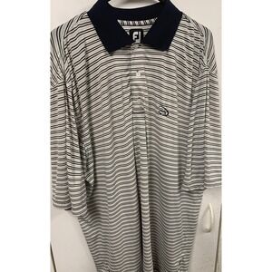 Foot Joy Mens‎ Golf Polo Shirt  XL Black & White Striped Disney Embroidered Logo